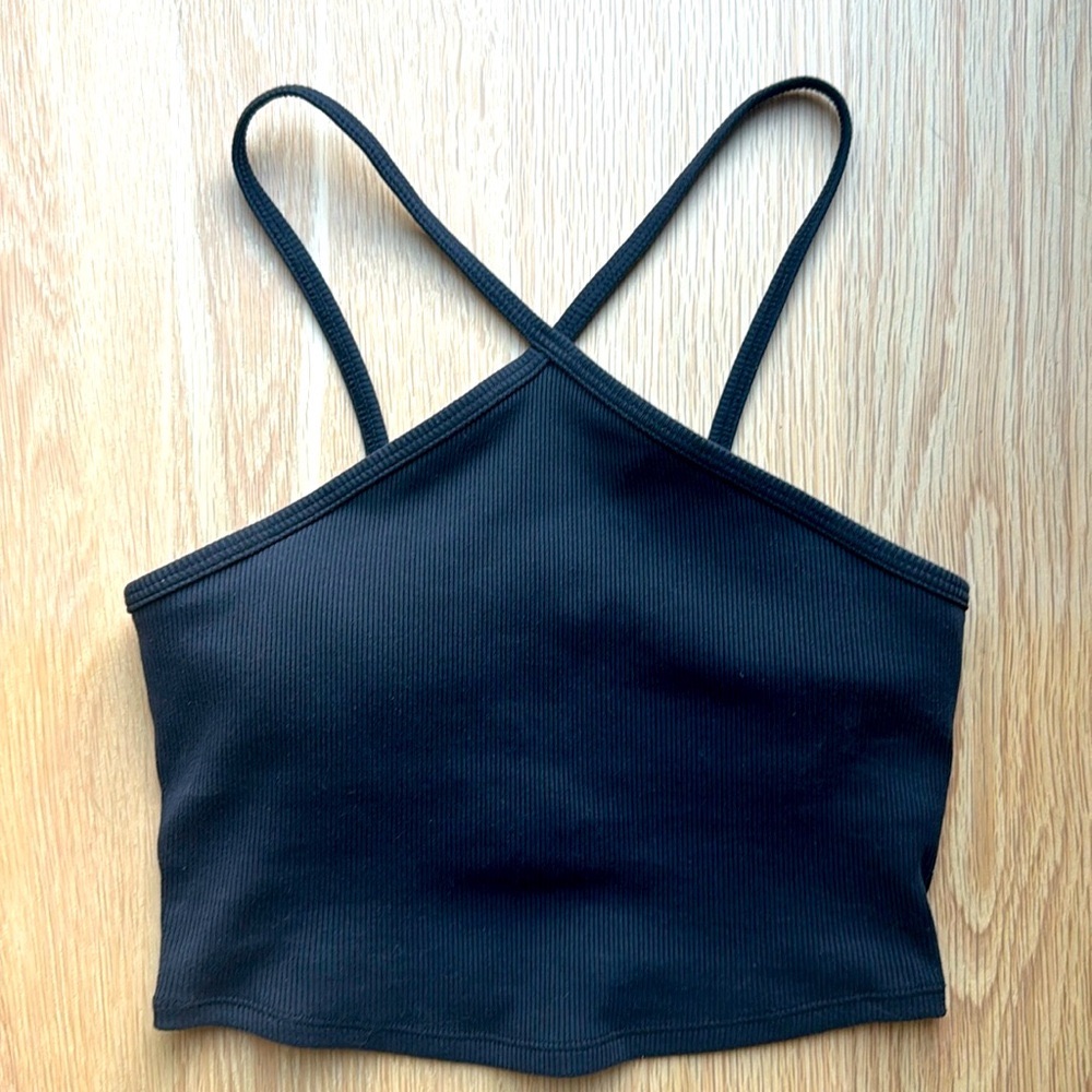 Alo Yoga Goddess Ribbed Cross Crop Top Xs